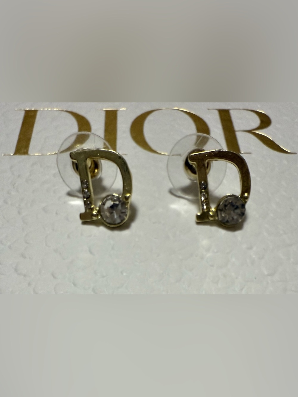 Elegant Gold Letter 'D' Crystal Stud Earrings